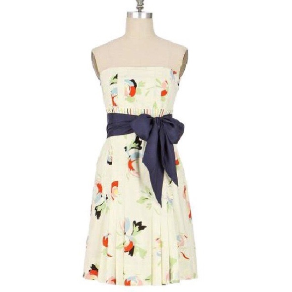 Anthropologie Dresses & Skirts - Anthropologie Yellow Floral Strapless Dress Size 6